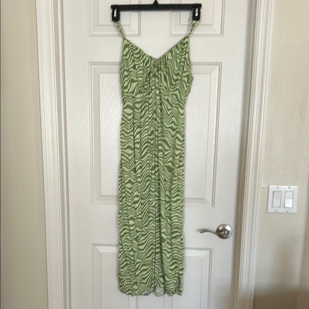 Wild Fable Green Animal Print Maxi Dress with Spagetti Staps Sz L